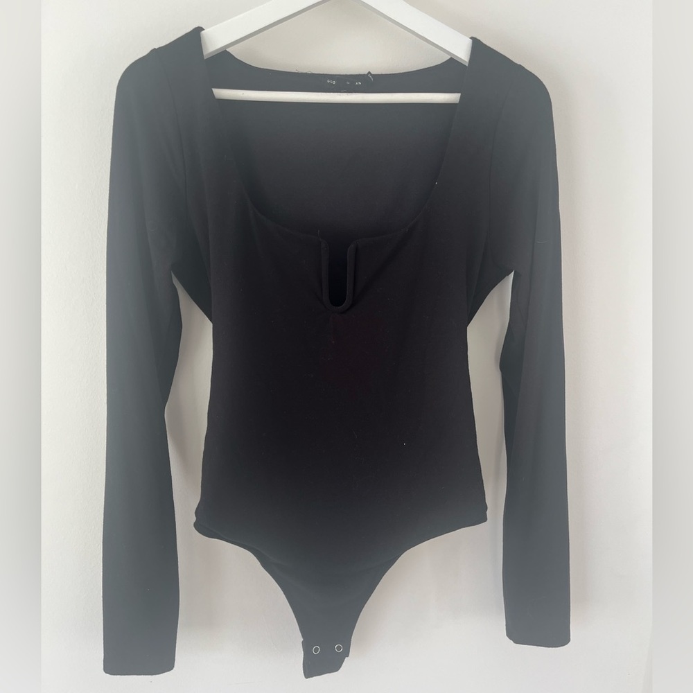 Good American Black Long Sleeve Bodysuit